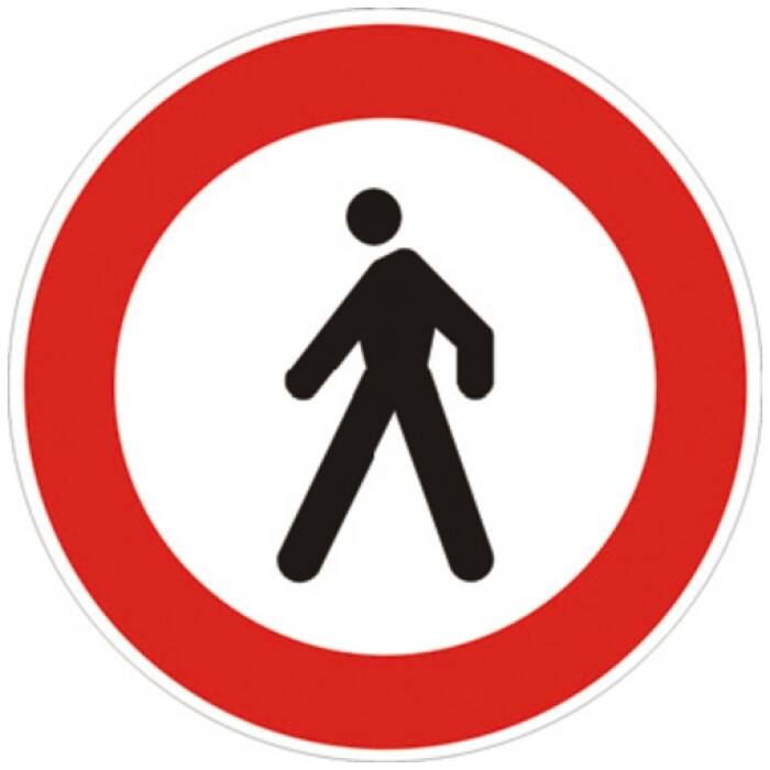 Segnale in lamiera cartello stradale disco d.60 transito vietato ai pedoni  figura ii 54 art.117 classe 1 - FerriGroup
